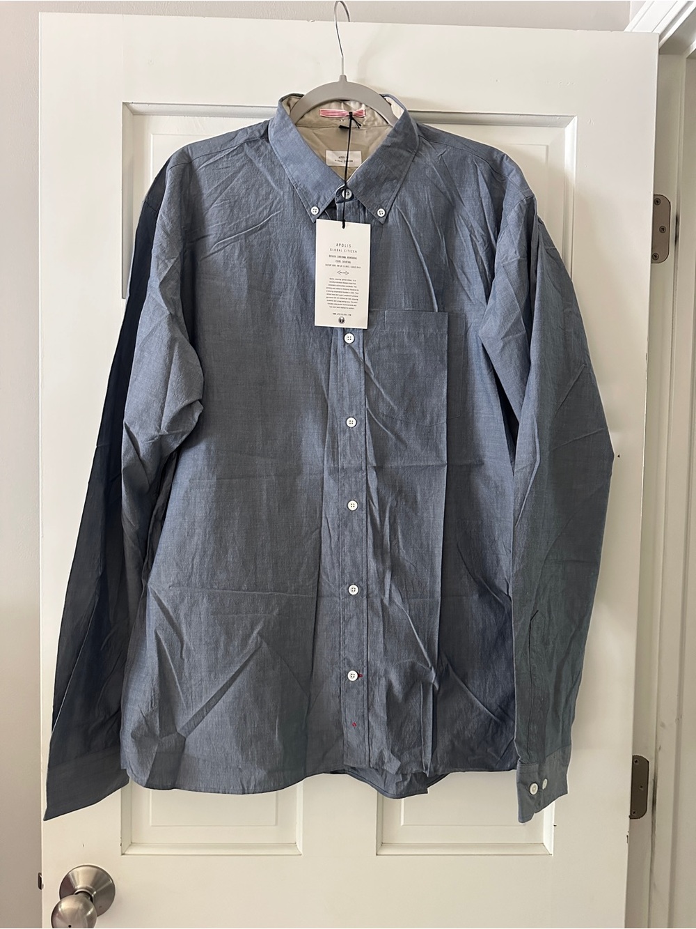NWT Apolis Global Citizen Cotton Japanese Paper Button Up Long Sleeve Shirt XXL